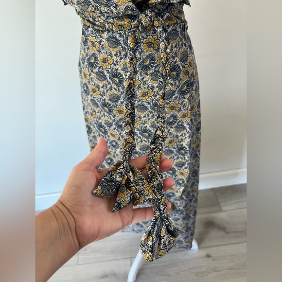 MISA Los Angeles Carolina Dress Floral Short Flutter Sleeve True Wrap Midi Dress - Picture 8 of 12